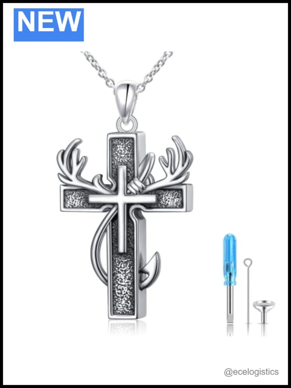 925 Sterling Silver Cross Urn Necklace Cremation Memorial Jewelry